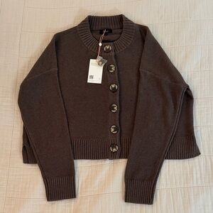 Quince Women’s size Small Dark Brown Organic Cotton Button-Up Cardigan